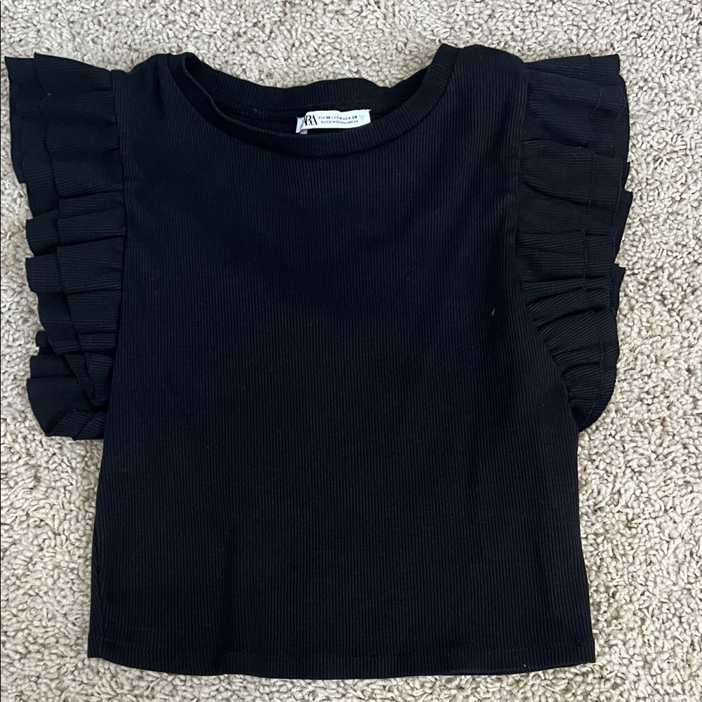 Black Ruffled Sleeve Women’s Top